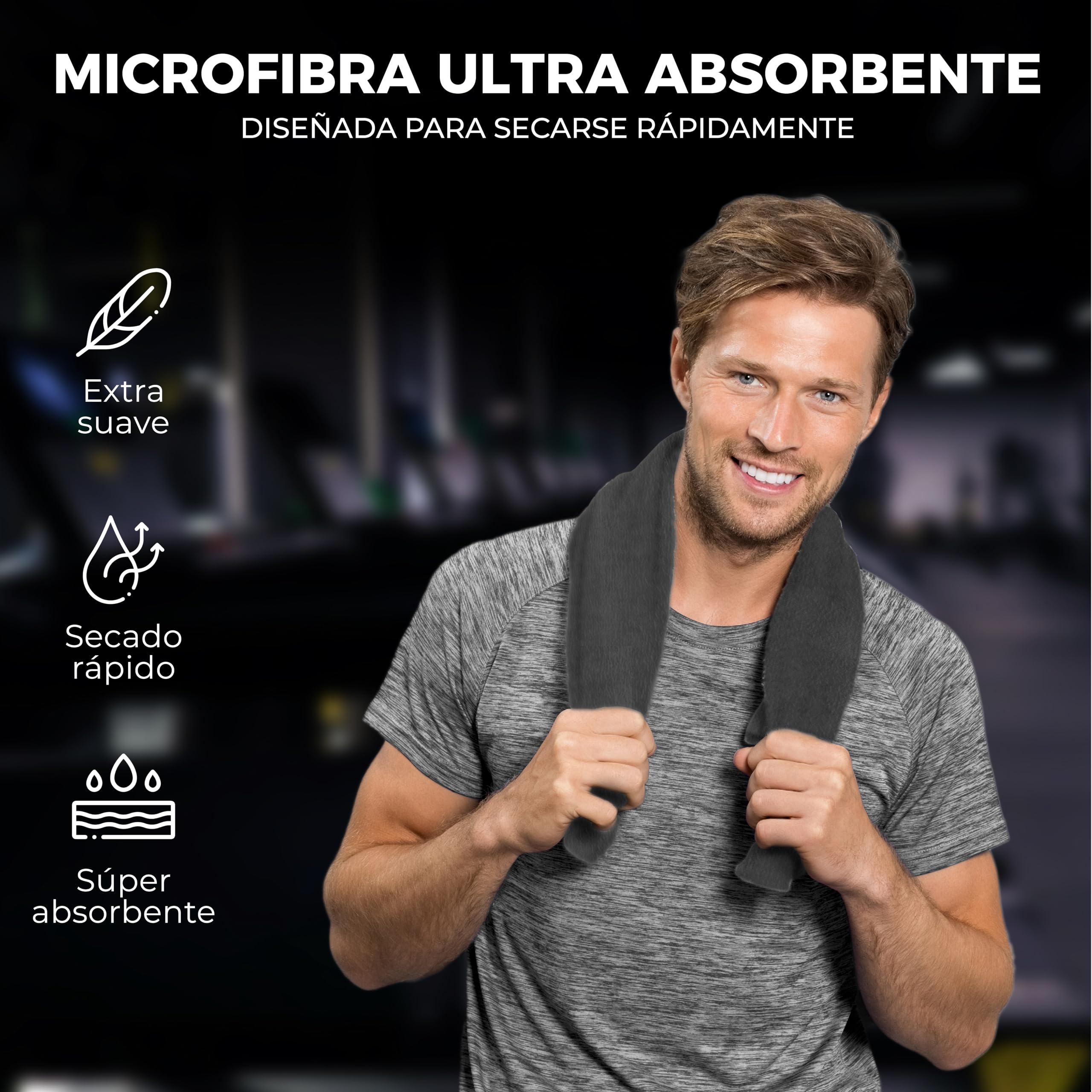 ZENACROSS Toalla Gimnasio 50x100cm con Bolsa de Transporte - Toalla Microfibra de Secado Rápido y Versátil - Toallas Gimnasio Talla M - Azul Oscuro — view 2