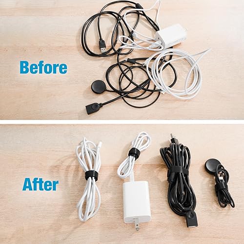 Miniatura 5 de 100 bridas para cables de 8 pulgadas, gestión de cables reutilizables, organizador de cables debajo del escritorio, clips para cables y envoltura de