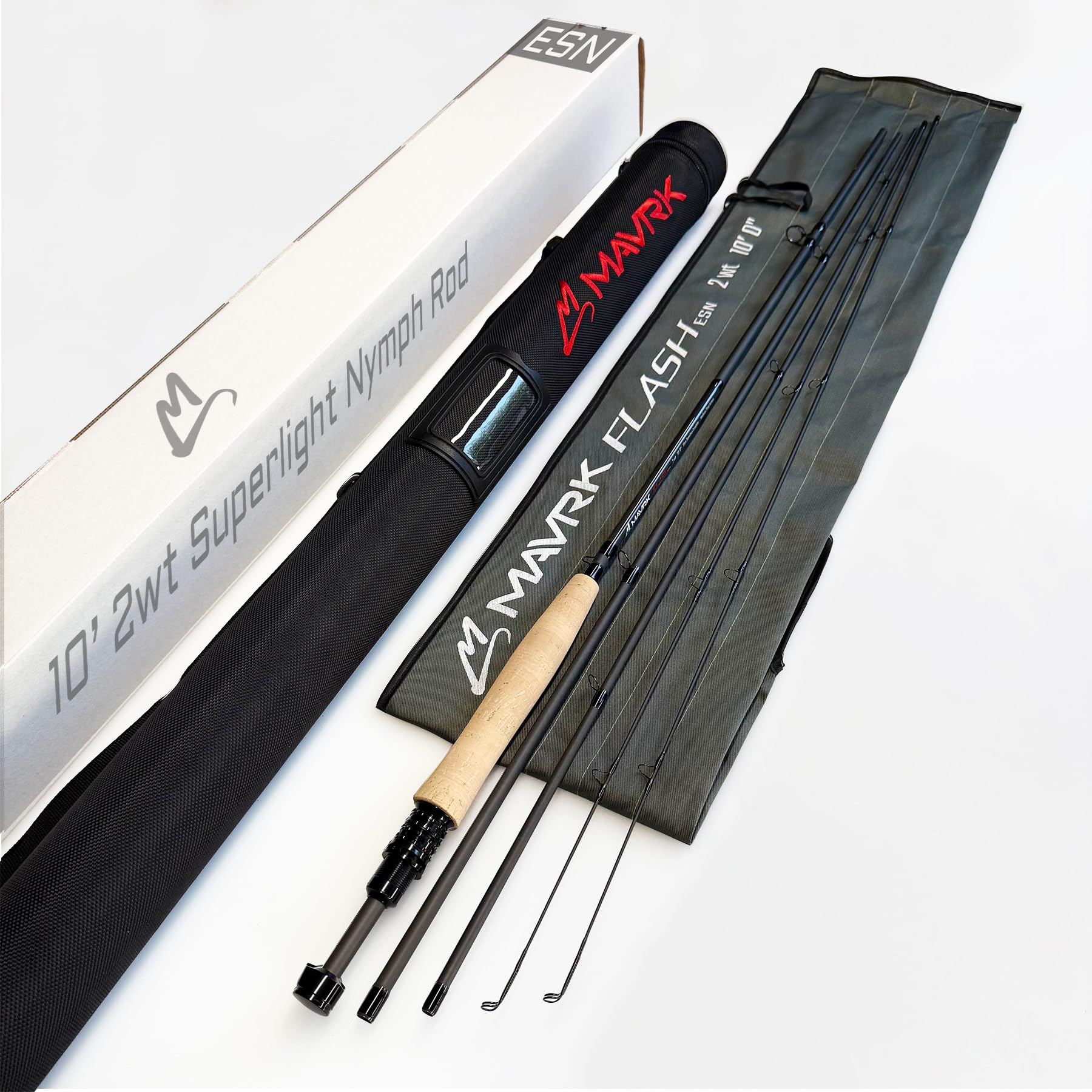 Mavrk USA Flash Euro Nymph Fly Fishing Combo - 10' 2wt Flash Rod, Smoke Closed-Cage Reel & Tracer 62 ESN Line System - Ultra-Sensitive Tightline Trout Rod and Reel Setup for Precision Nymphing