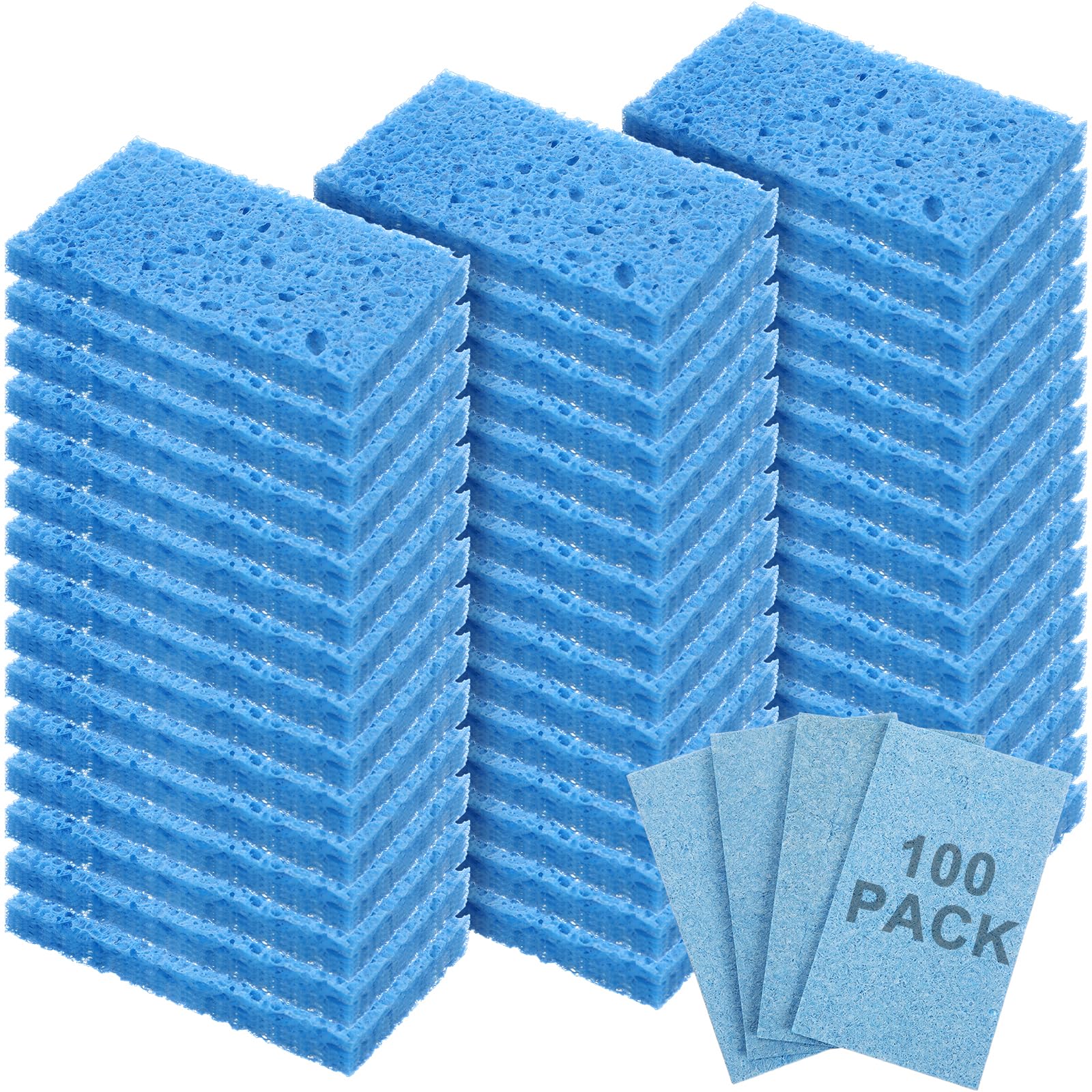 Zhengmy 100 Pcs Sponges Bulk Sponges Kitchen Compressed Sponge, Blue