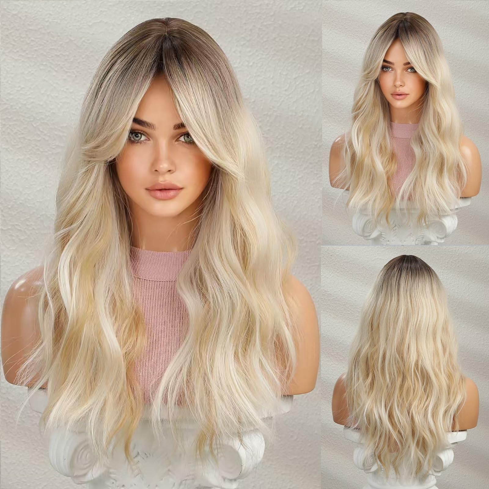 Amazon.com : Tumhorn Long Blonde Wavy Wigs for Women 26 Inch 