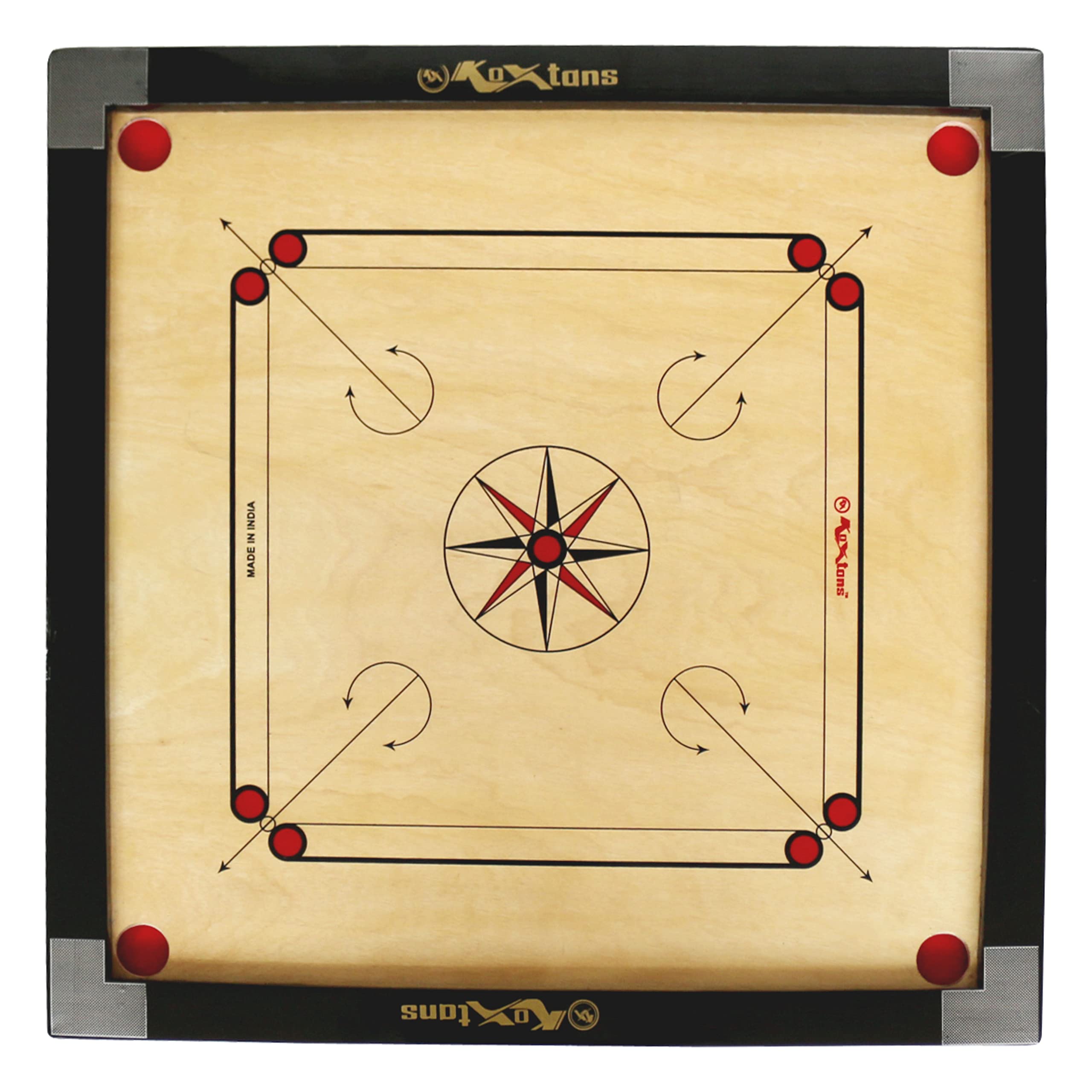 KOXTONS Carrom Board 34 inch Full Size with 2" Border (Premium). Perfect Carrom Board for Professional and competitions.