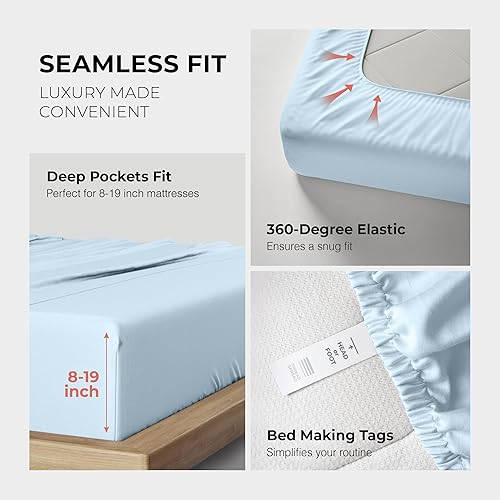 Miniatura 5 de THREAD SPREAD Juego de Sábanas de Algodón Egipcio 100% Tamaño King - Sábanas de Algodón Egipcio de Lujo de 1200 Hilos Tamaño King, Bolsillo Profundo