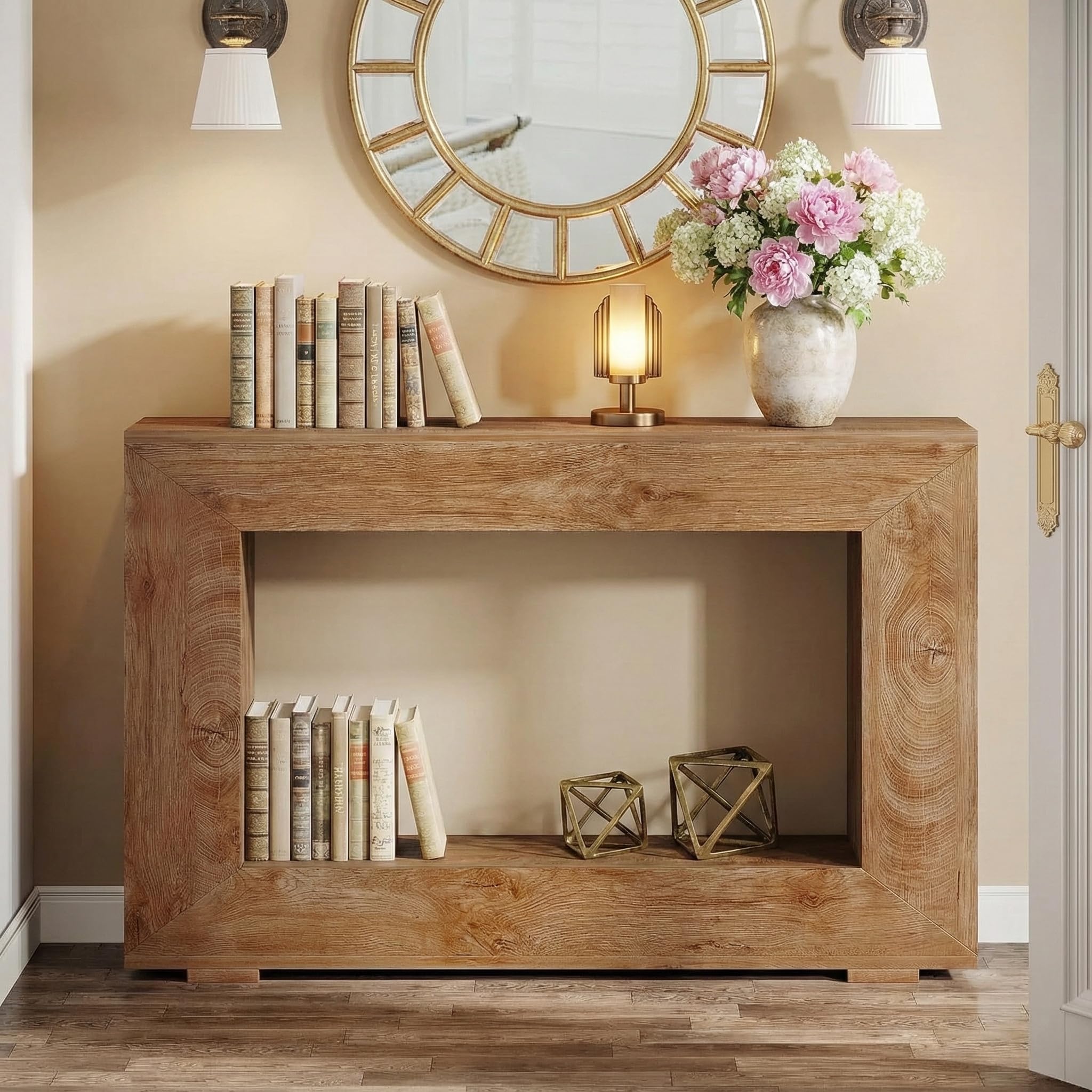 Lailang 120cm Mesa de Entrada, Aparador Entrada recibidor, Mueble recibidor Entrada, Mesa Consola Estrecha, Consola recibidor Madera, Recibidores Modernos, 120 x 30 x 84 cm, Natural Wood