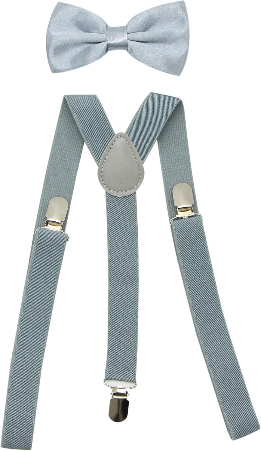JAIFEI Men’s Adjustable Strong Clipon Suspender & Bow Tie Set for