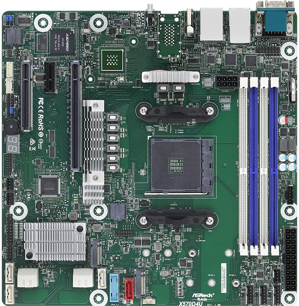 ASRock Rack X570D4U Socket AM4/ AMD X570/ DDR4/ SATA3&USB 3.2/ Micro-ATX Server Motherboard