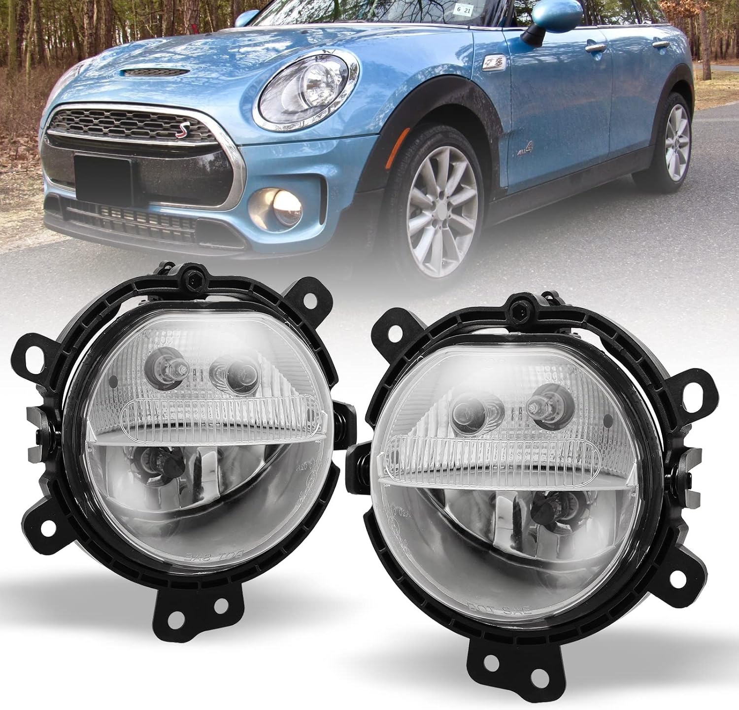 AUTOWIKI Driving Fog Lights Lamps Replacement for Mini Cooper 2014-2017 & Mini Cooper Clubman 2016-2017 OE Style Clear Lens w/ H8 12V 35W Bulbs