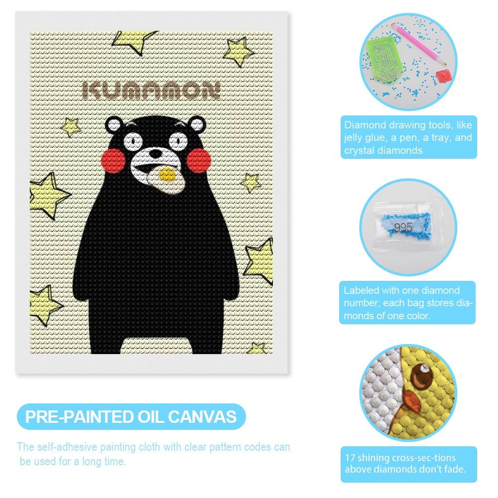 Amazon | ダイヤモンドアート くまモン アニメ ダイヤモンド絵画 5D