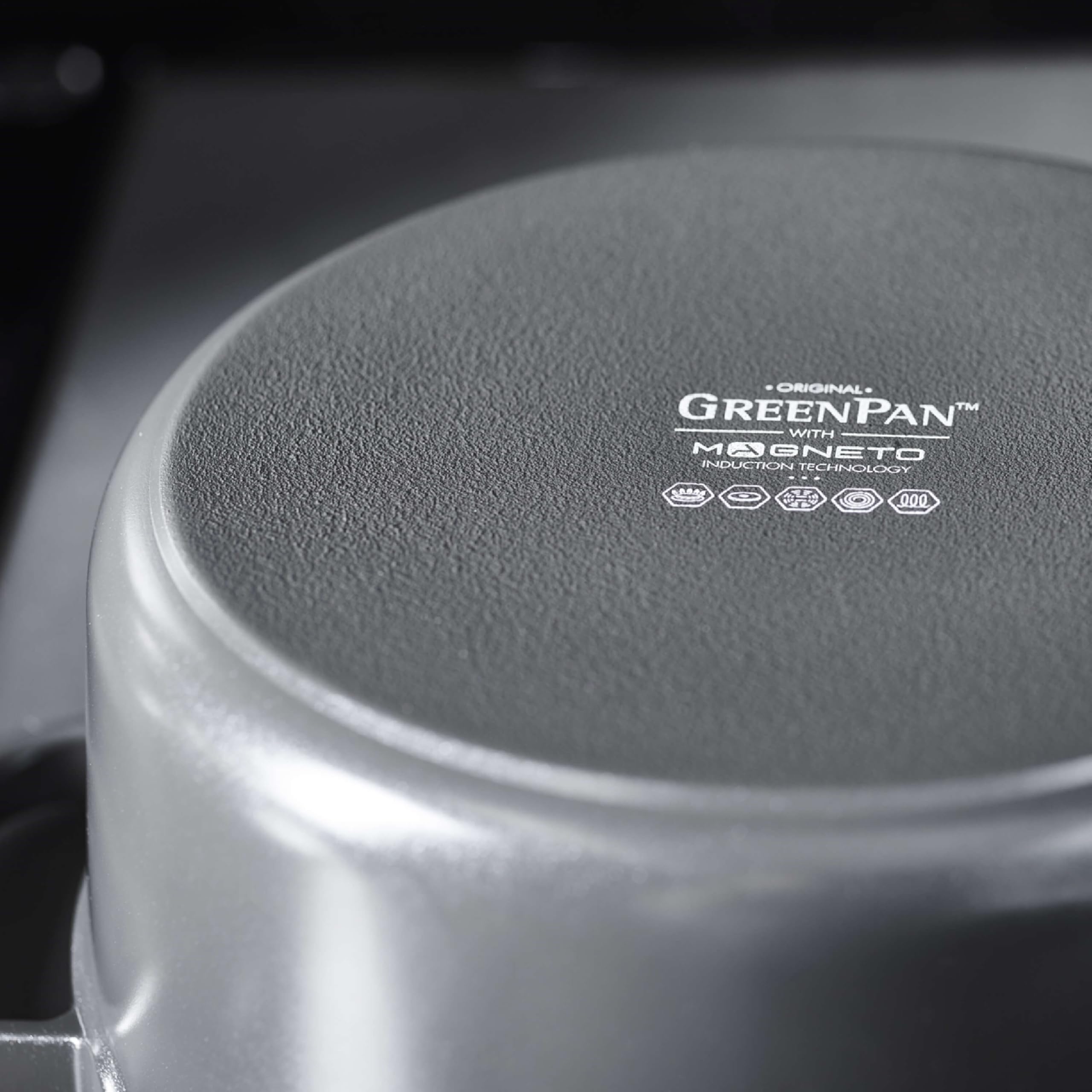 GreenPan Featherweights Olla Antiadherente de Cerámica Saludable, 26 cm/5 Litros, Cacerola de Hierro Fundido con Tapa, Libre de PFAS, Inducción, Apta para Horno, Gris
