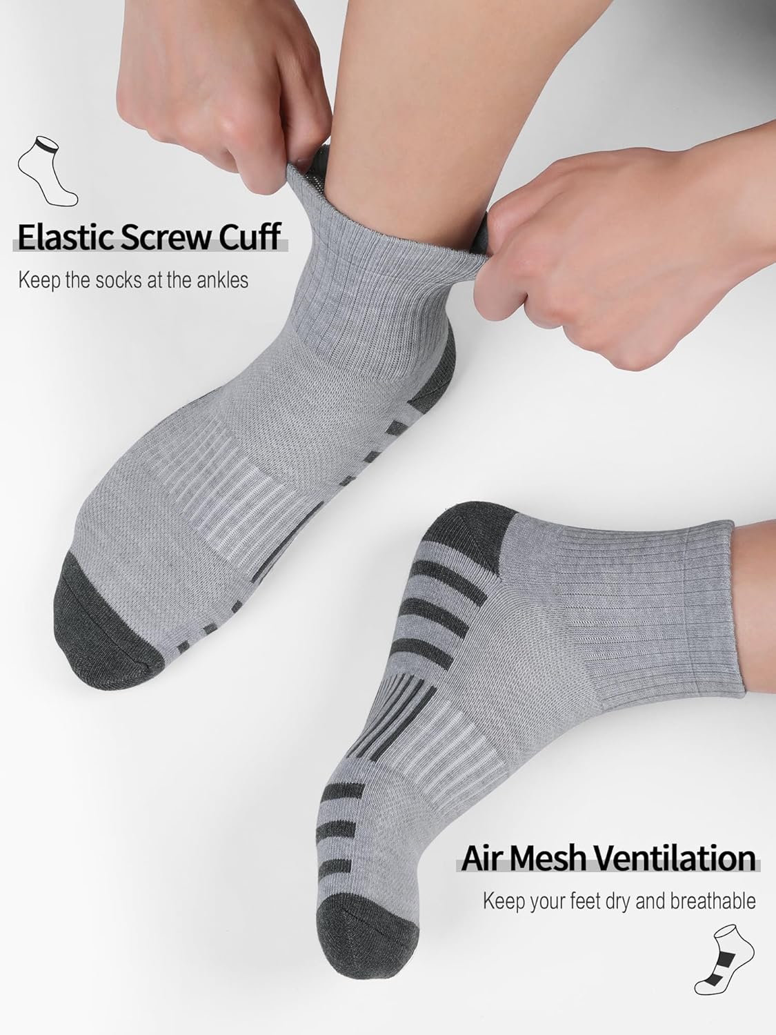 Airacker Athletic Quarter Socks with Cushion Running Ankle Socks for Men Women 6 Pairs - Image 4