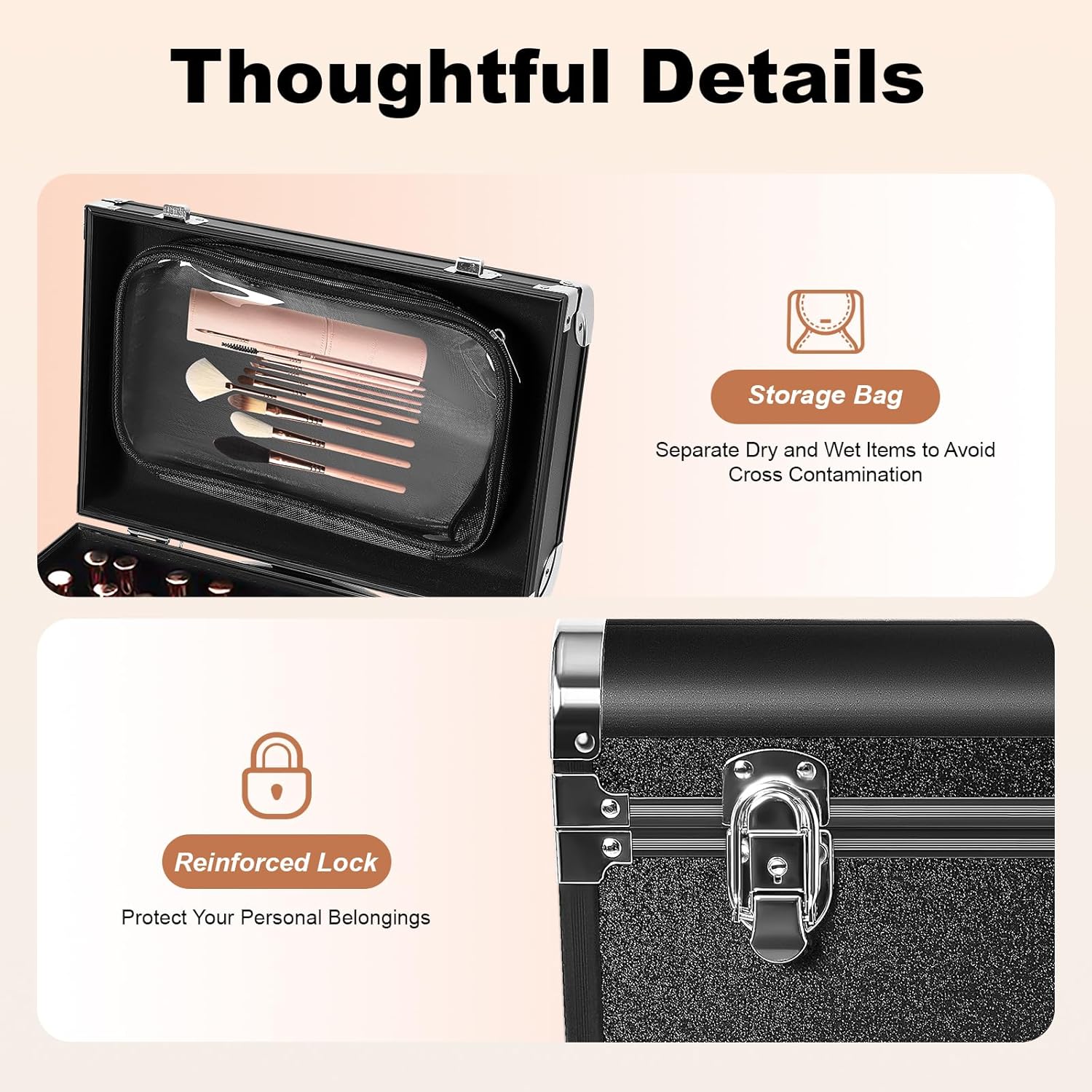 Rolling Makeup Manicure Storage Case, Portable Cosmetic Trolley Cases Aluminum Makeup Train Case with Wheels and Pull Rod for Studio or Travelling