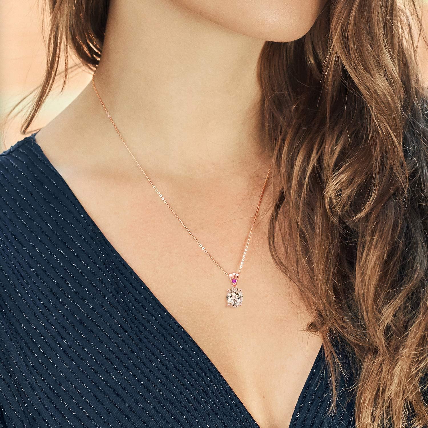 Gem Stone King 3.25 Ct Oval Peach Morganite Pink Sapphire 18K Rose Gold Plated Silver Pendant - Image 3