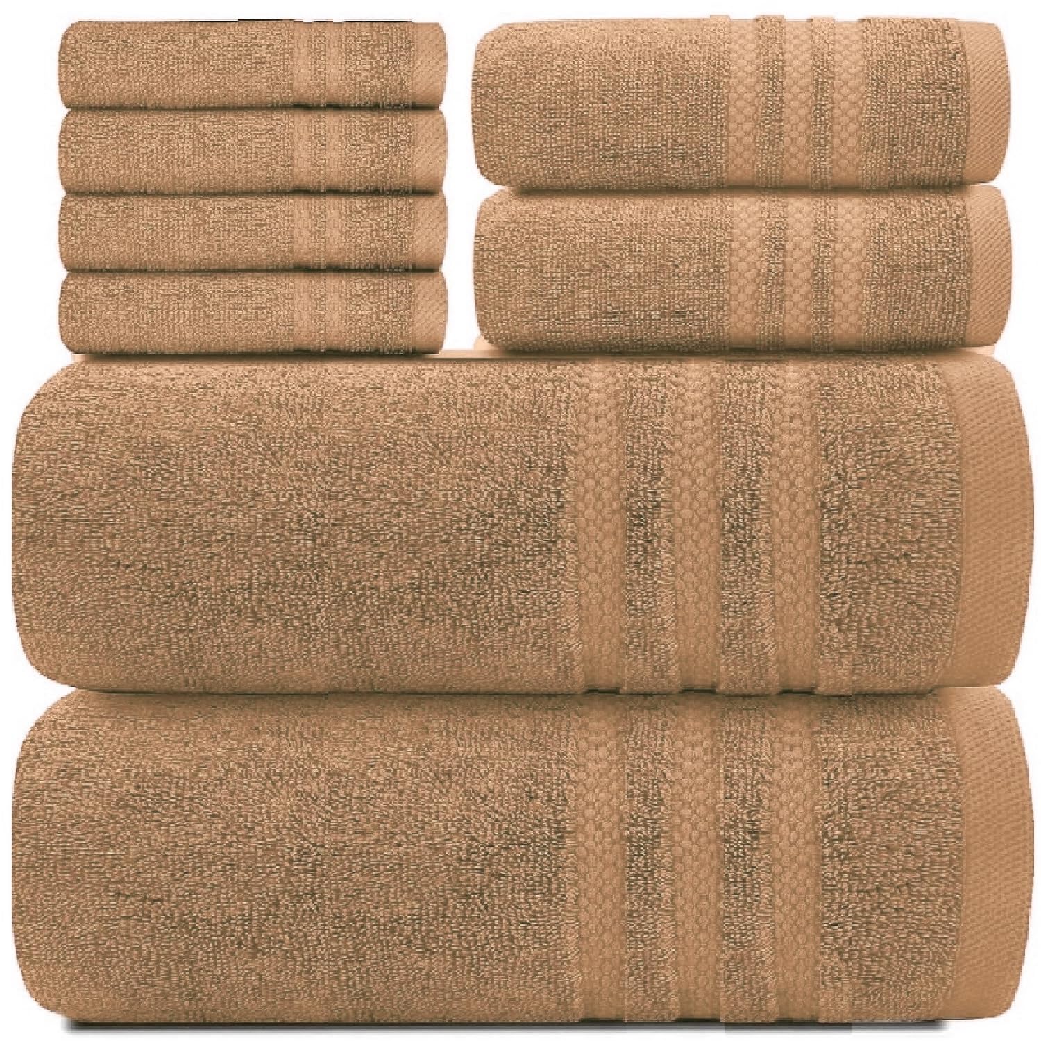 Luxury Towels 800GSM 100% Egyptian Cotton Super Soft Face Hand Large Jumbo Bath Sheets Quick Dry Bath Towels Hotel Quality Bathroom Towels Set (Latte, 2X Face Cloth)