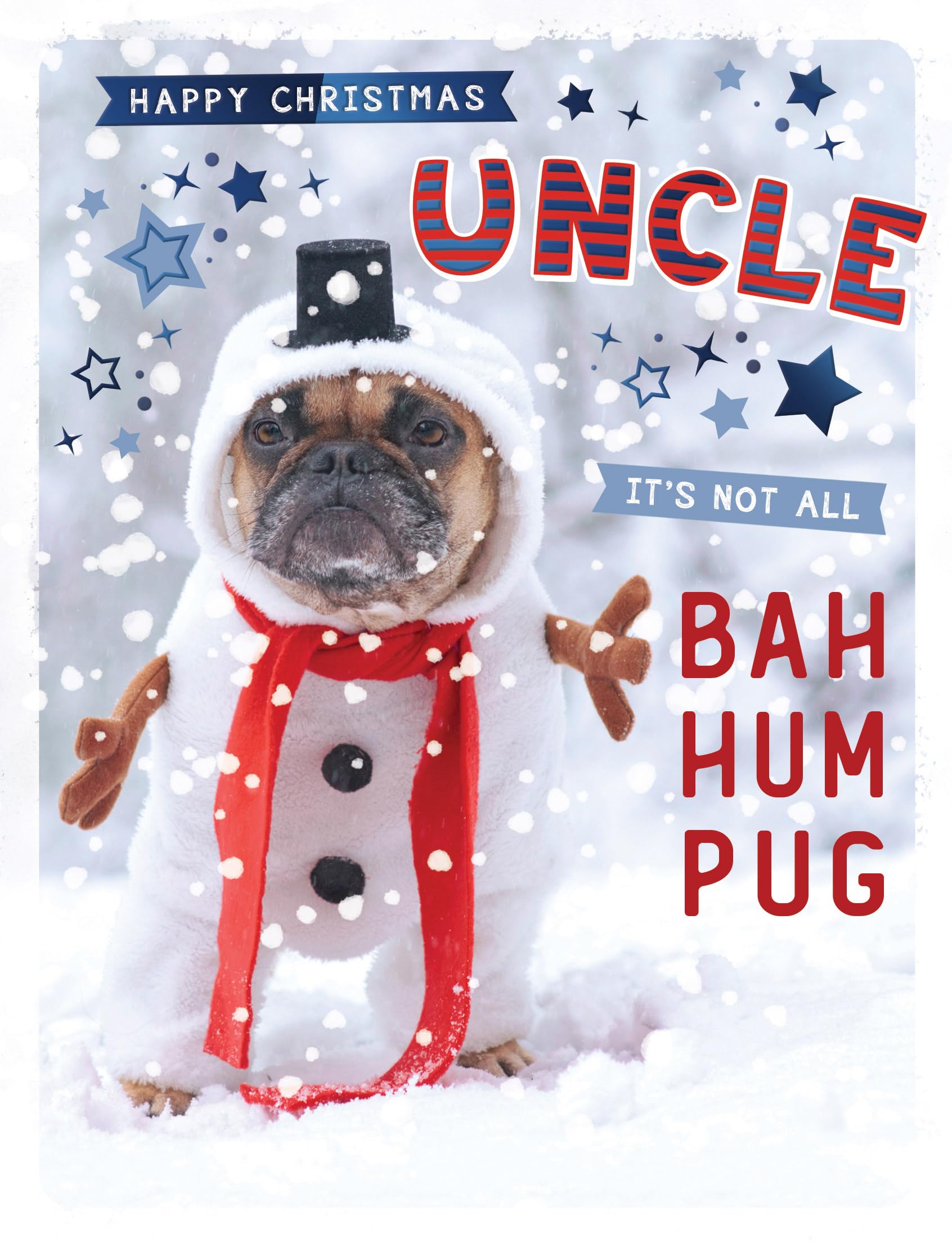 Piccadilly Greetings Sentiment Christmas Card, Uncle, Snowman dog - 8 x 6 inches