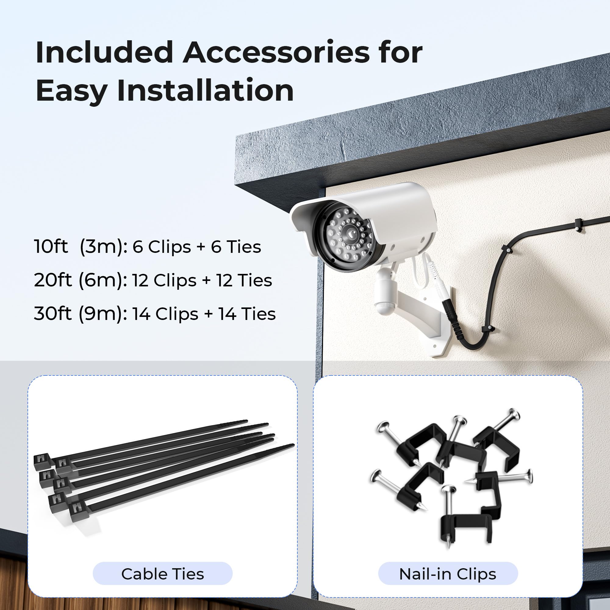 Basesailor Cavo Prolunga 12V DC 3M 2 Pezzi,Cable Filo Prolunga Piatto Lungo Adattatore Alimentazione DC 5,5mm x 2,1mm 5521,5V 9 Volt,Cavo Femmina a Maschio per Telecamera Sicurezza CCTV IP,DVR,LED