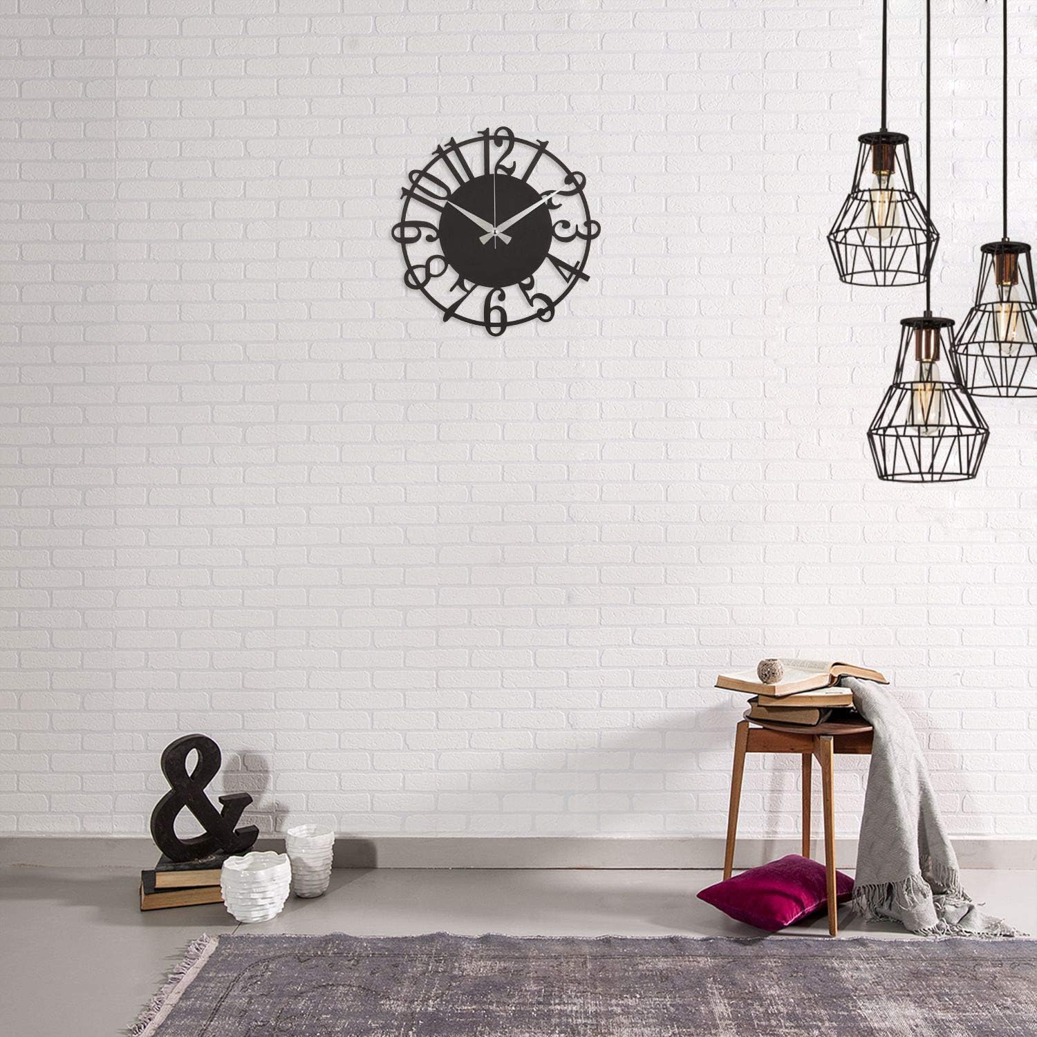 Clock, Steel, Black, 50 x 0.5 x 50 cm