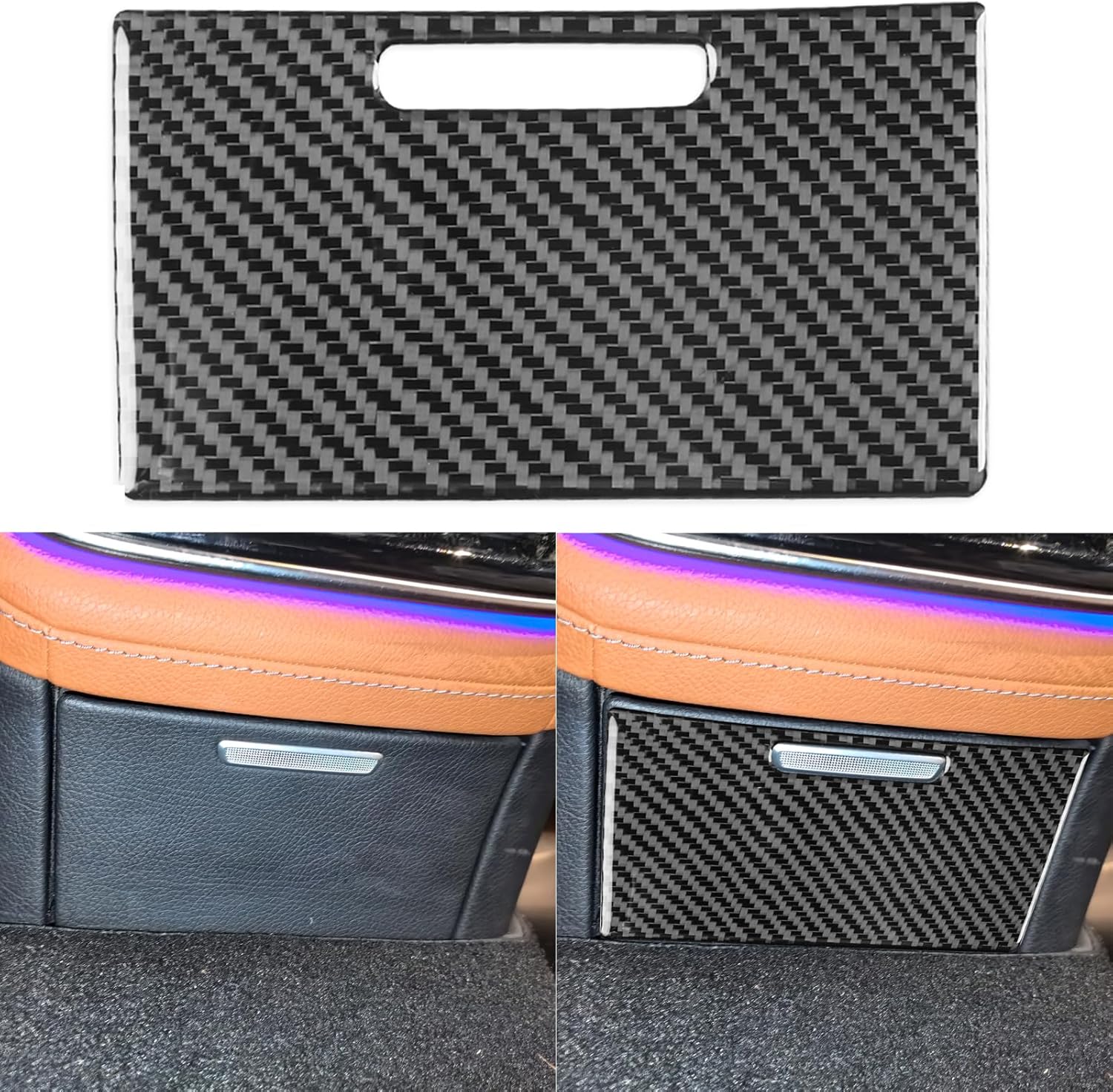 Real Carbon Fiber Compatible with Mercedes-Benz W223 S500 S560 S580 S580e S63 AMG 2021-2024 2022 2023 S-Class Accessories Rear Armrest Storage Box Switch Panel Cover Interior Trim Sticker 1PC