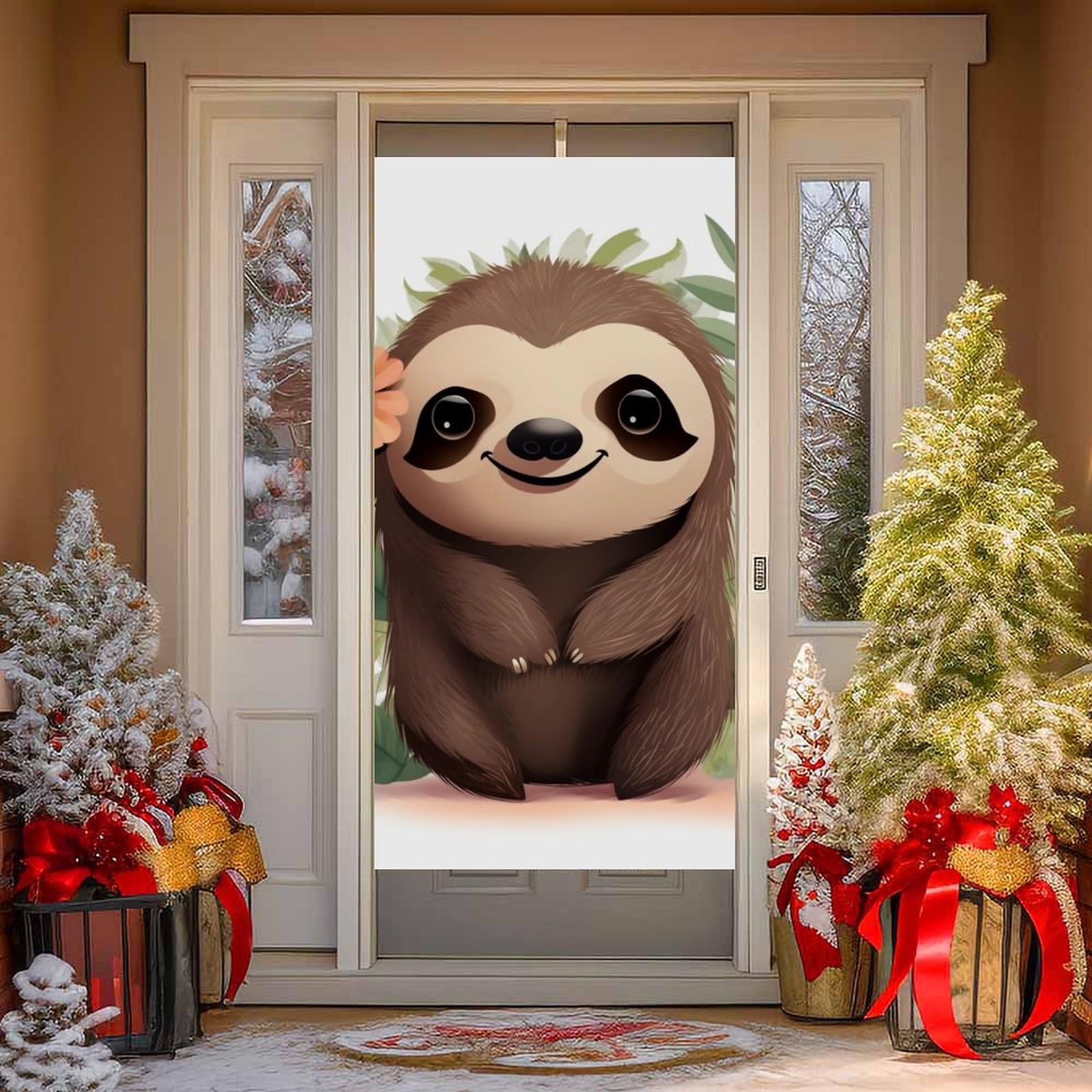 NTVOWPZO Cute Cartoon Sloth Door Curtains for Doorway Privacy Dividers Door Banner Blackout Curtains Fabric Door Window Curtain for Home Bedroom Kitchen Decor 35.4x70.9 in Decorative Banner