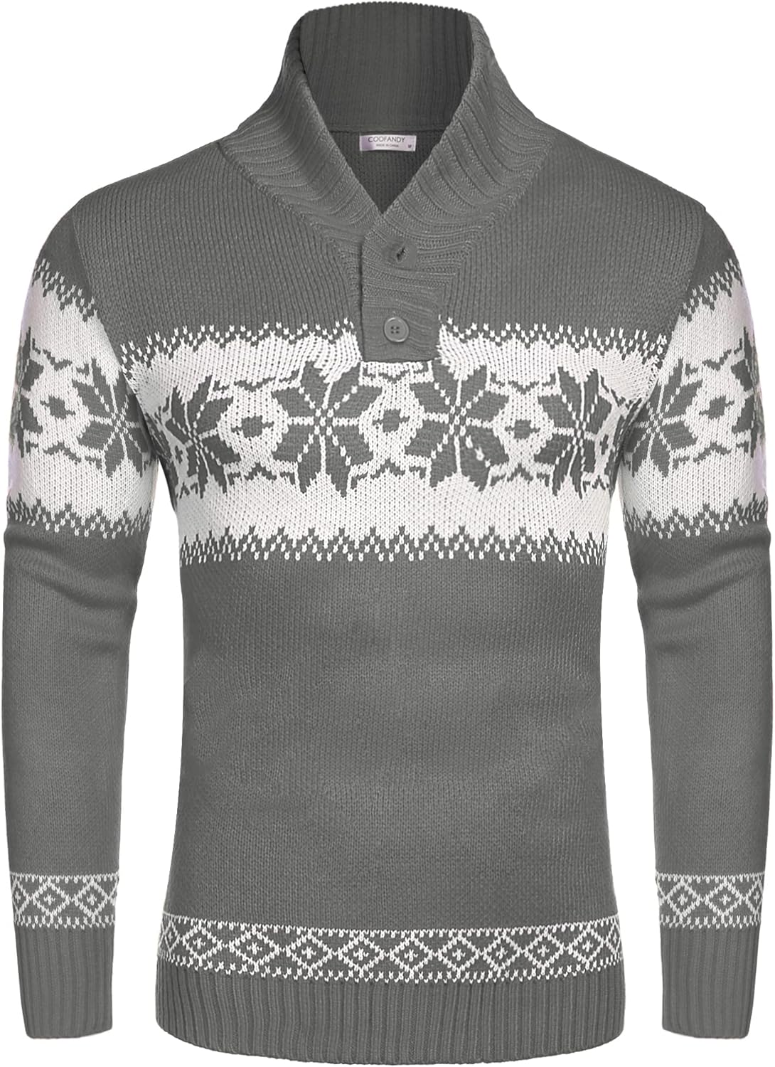 COOFANDY Men's Christmas Sweater Ugly Knitted Xmas Sweaters Casual Snowflake Pullover Knitwear