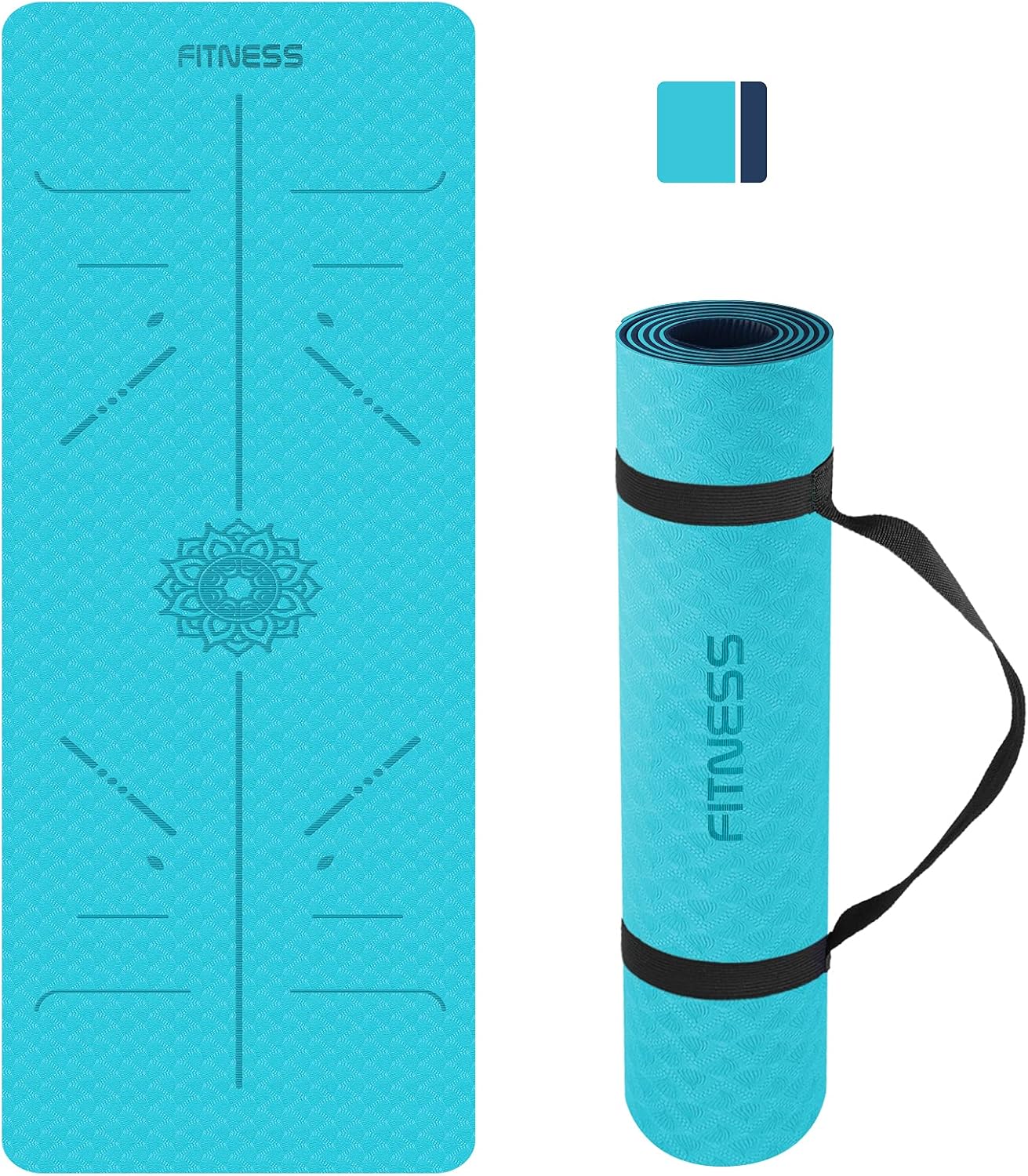 Yoga Mat Non Slip, Pilates Fitness Mats with Alignment Marks, Eco Friendly, Anti-Tear Yoga Mats for Women, Exercise Mats for Home Workout with Carrying Strap : Everything Else