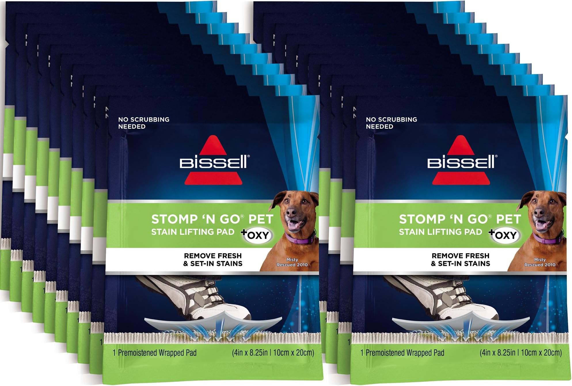 Stomp 'N Go Pet Lifting Pads + Oxy for Stain Removal on Carpet & Area Rug Cleaning, 20 Pack