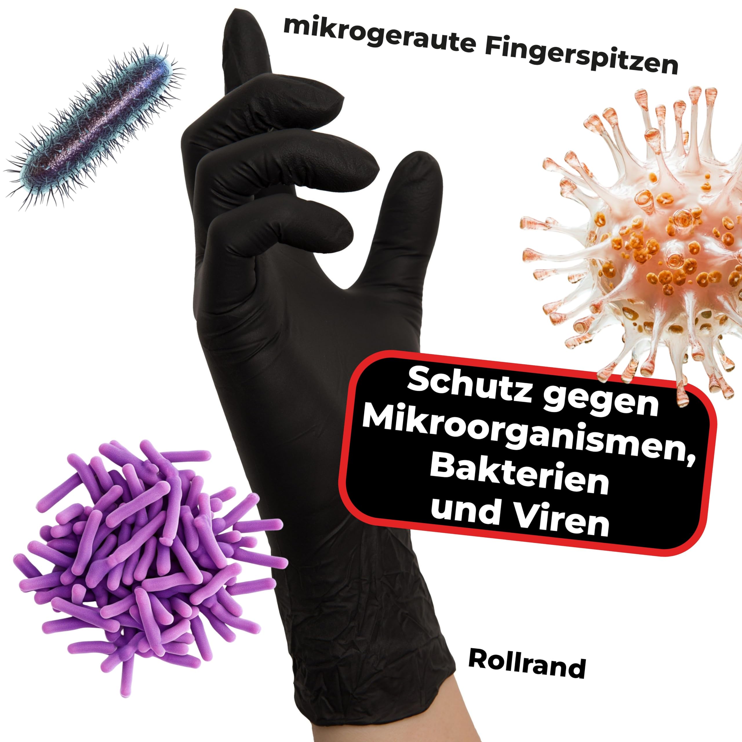 Nitras Edical 8320 BLACK WAVE Lot De 100 Gants Jetables En Nitrile Noir Taille XL