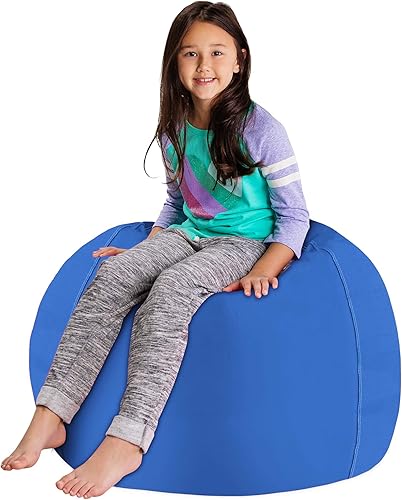 Miniatura 287 de Posh Stuffable - Sillón puff con almacenamiento para niños, contenedor de animales de peluche, organizador de juguetes de niños Lienzo Burbujas Azul