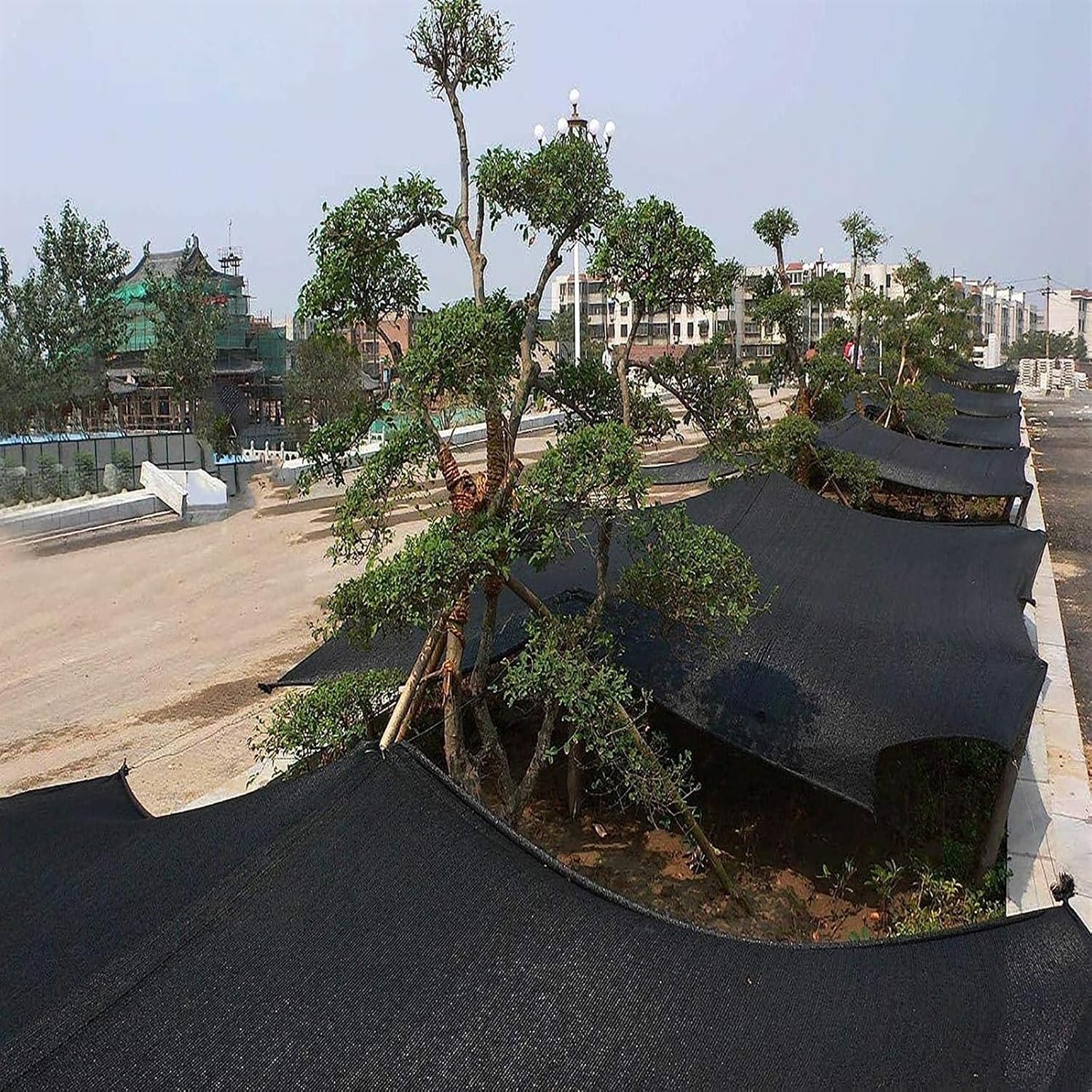 Sunscreen Fabric Shade Netting 90% Shading Rate Shading Net Encrypted Thick Mesh Tarpaulin Shade Cloth Heavy Duty Taped Edge Sunblock Shade Mesh with Grommets