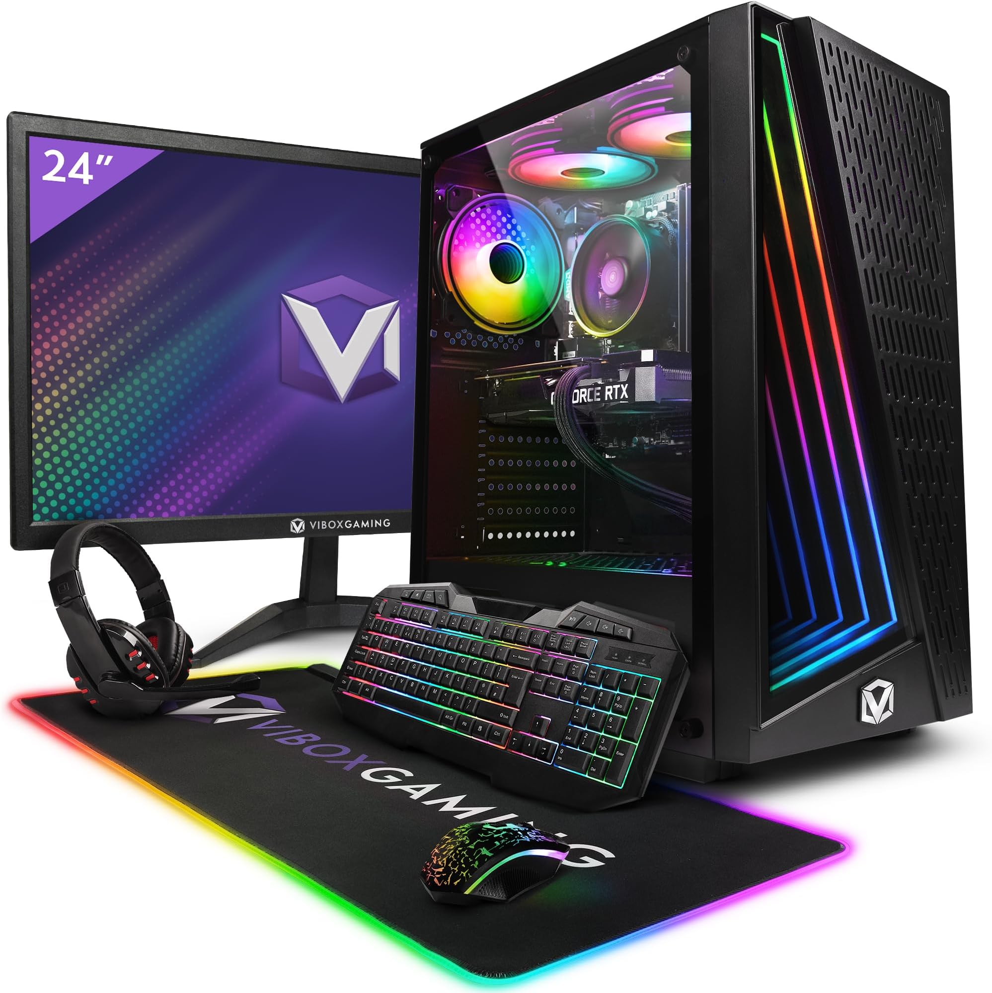 V-148 Gaming PC Bundle • AMD Ryzen 5 5500 6-Core • Nvidia RTX 5060 8GB • 16GB RAM • 1TB SSD • Windows 11 • 23" Monitor • WiFi