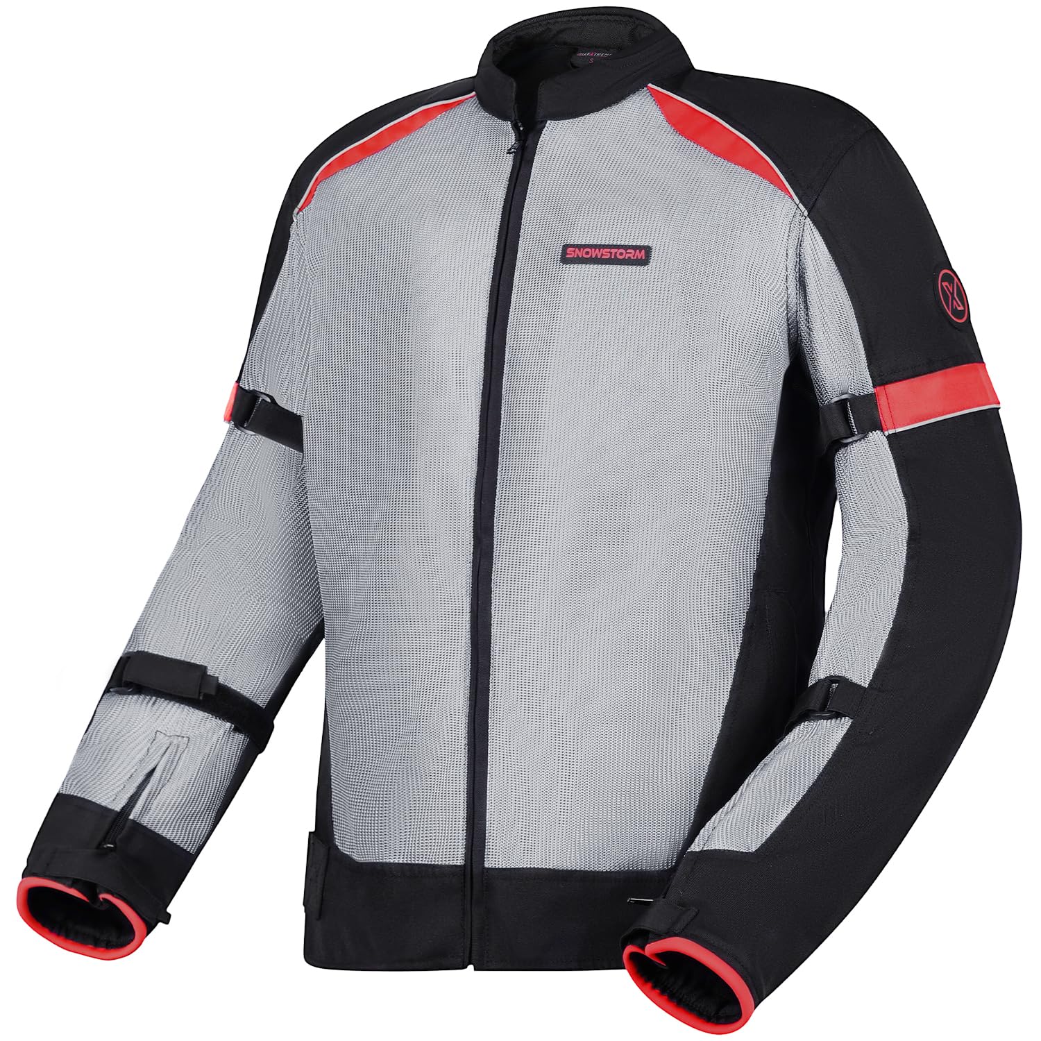 Allextreme SNOWSTORM Bike Riding Jacket CE Level 2 Certified Armour Protector Back Elbows Shoulders Protection Mesh Fabric Motorcycle Rider Gear for Bikers (M, Black & Red)-picture-26