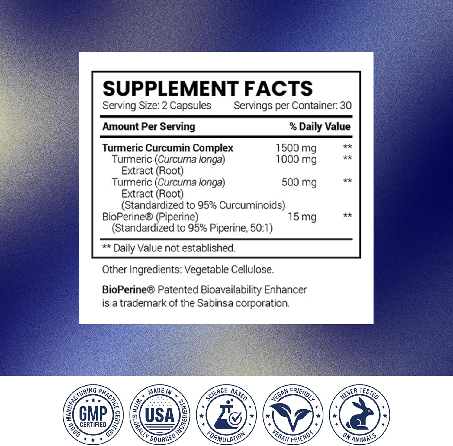 Research Verified Turmeric Curcumin Supplement with Black Pepper (BioPerine) - High Potency Curcumin - Antioxidant, Joints & Daily Wellness - 60 Vegan Turmeric Capsules - Made in USA - 3 Month Supply