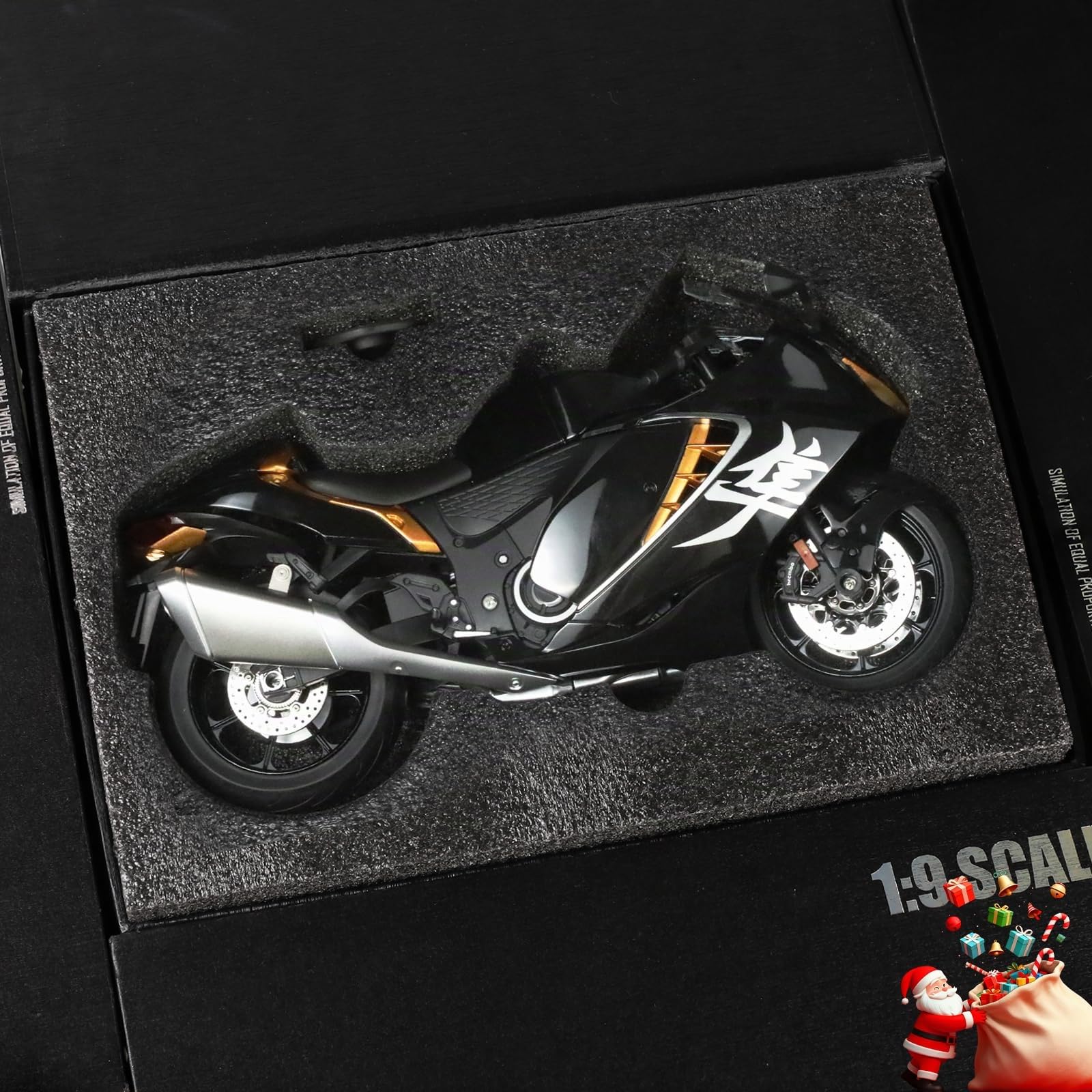 Druckguss Motorrad Modell kompatibel für Suzuki Hayabusa 1:9 Panigale V4 SP2 Motor Bike Spielzeug 1:9 Motorrad Spielzeug Geschenk Sammlung für Kind Erwachsene (schwarz)
