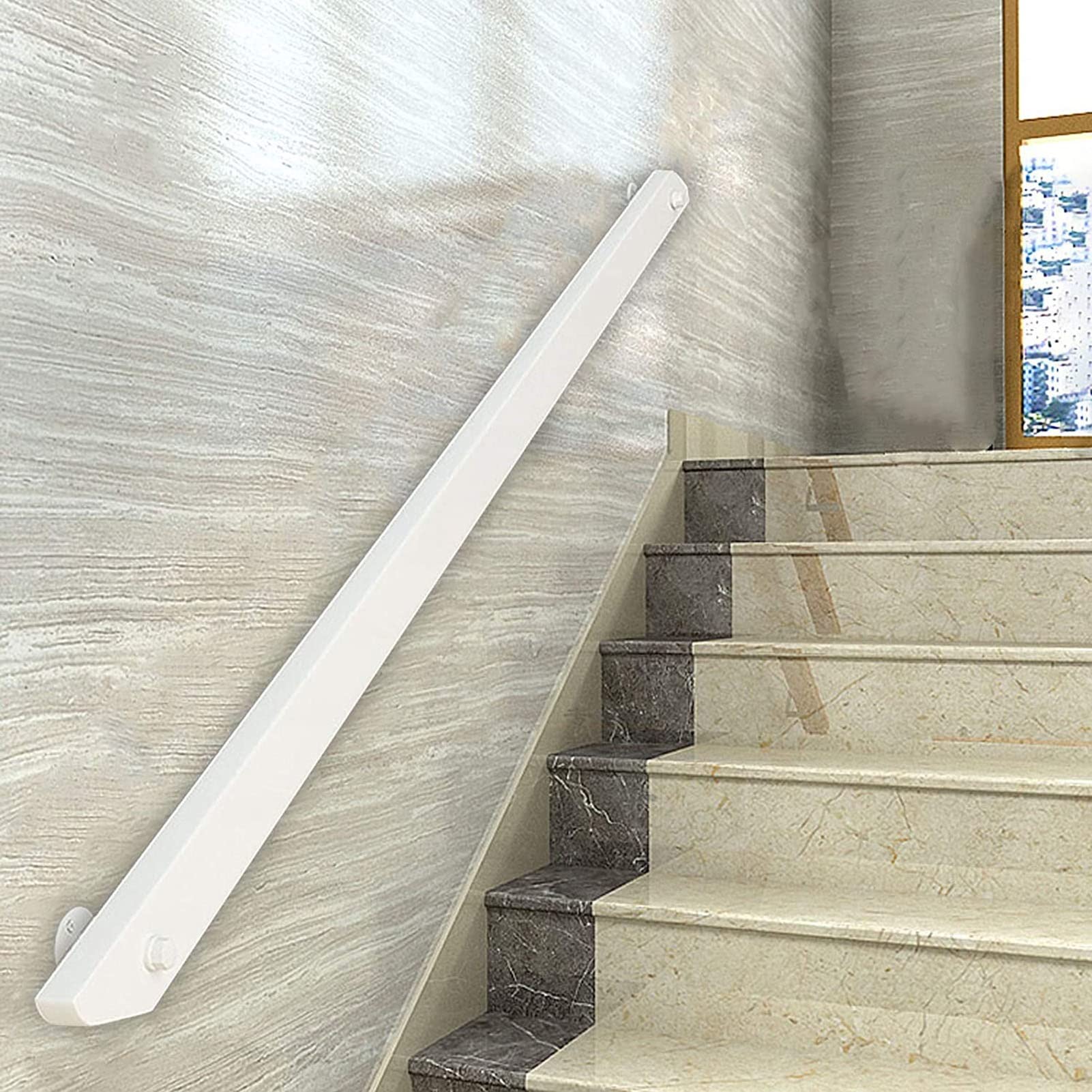 Main courante en bois noble, rampe d'appui murale pour escalier intérieur design