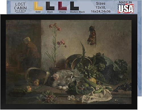 Naturaleza muerta con pavo 1851 de David de Noter - Lienzo enmarcado para decoración de pared, lienzos de reproducción de pinturas de obras de arte