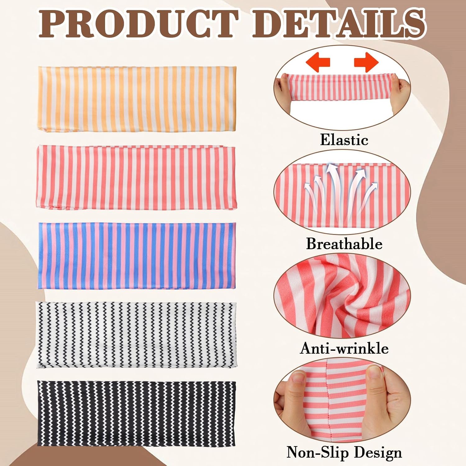 BLMHTWO 5PCS Striped Headbands for Women, Stretchy Elastic Head Bands image 3