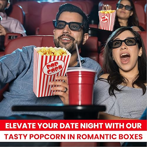 Miniatura 5 de 25 cajas de palomitas de maíz para fiestas de 5.5 pulgadas de alto, bolsas de palomitas de maíz a rayas rojas y blancas, mini cubos de palomitas de