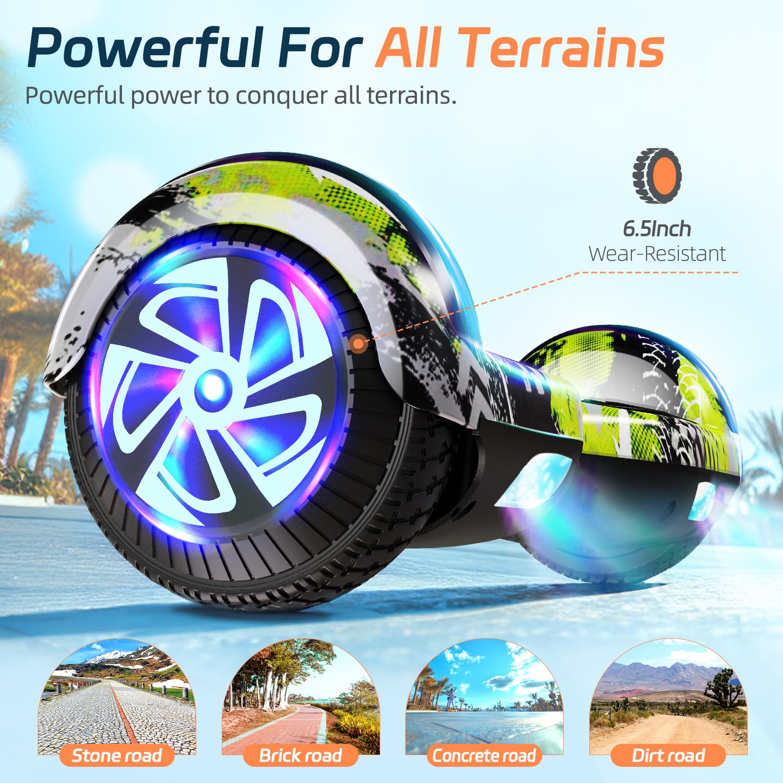 SISIGAD Hoverboard for Kids Ages 6-12, Self Balancing Scooters with Bluetooth & Corlorful LED Lights