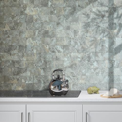 Vista 68 de AULIGET - Azulejo tipo metro de 3 x 6 pulgadas, autoadhesivo para loseta en muro, losetas de cloruro de polivinilo (PVC) grueso para muro