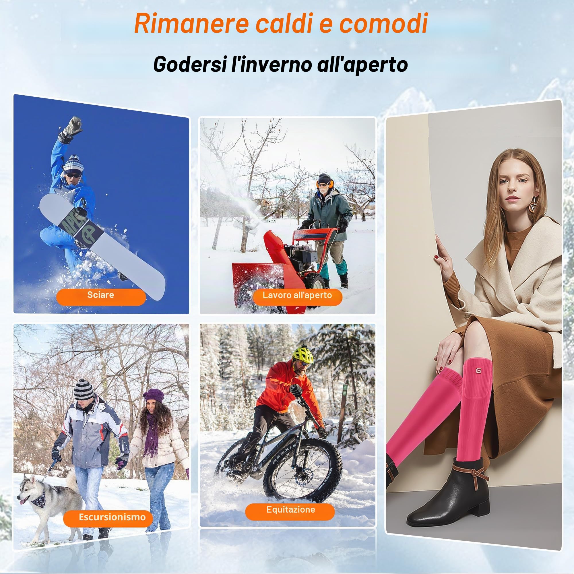 Svpro Calze riscaldate,Calze riscaldabili ricaricabili Uomini Donne Riscaldamento Batteria Calze Termiche Calde Calda Riscaldata per Sci All'aperto Inverno Campeggio Escursioni