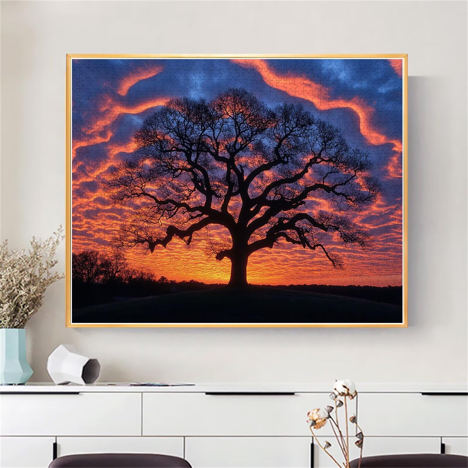 Puzzle Erwachsene 2000 Teile Baum Sonnenuntergang Educa Jigsaw für Kinder ab 8 Jahren Mädchen Jungen, Erwachsene Impossible Klassische Puzzles, Anspruchsvoll Spielspaß, Als Geschenke 70x99cm t-898