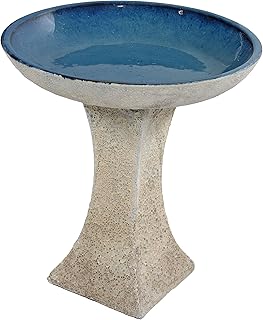Sunnydaze Ceramic Bird Bath for Outside - 16
