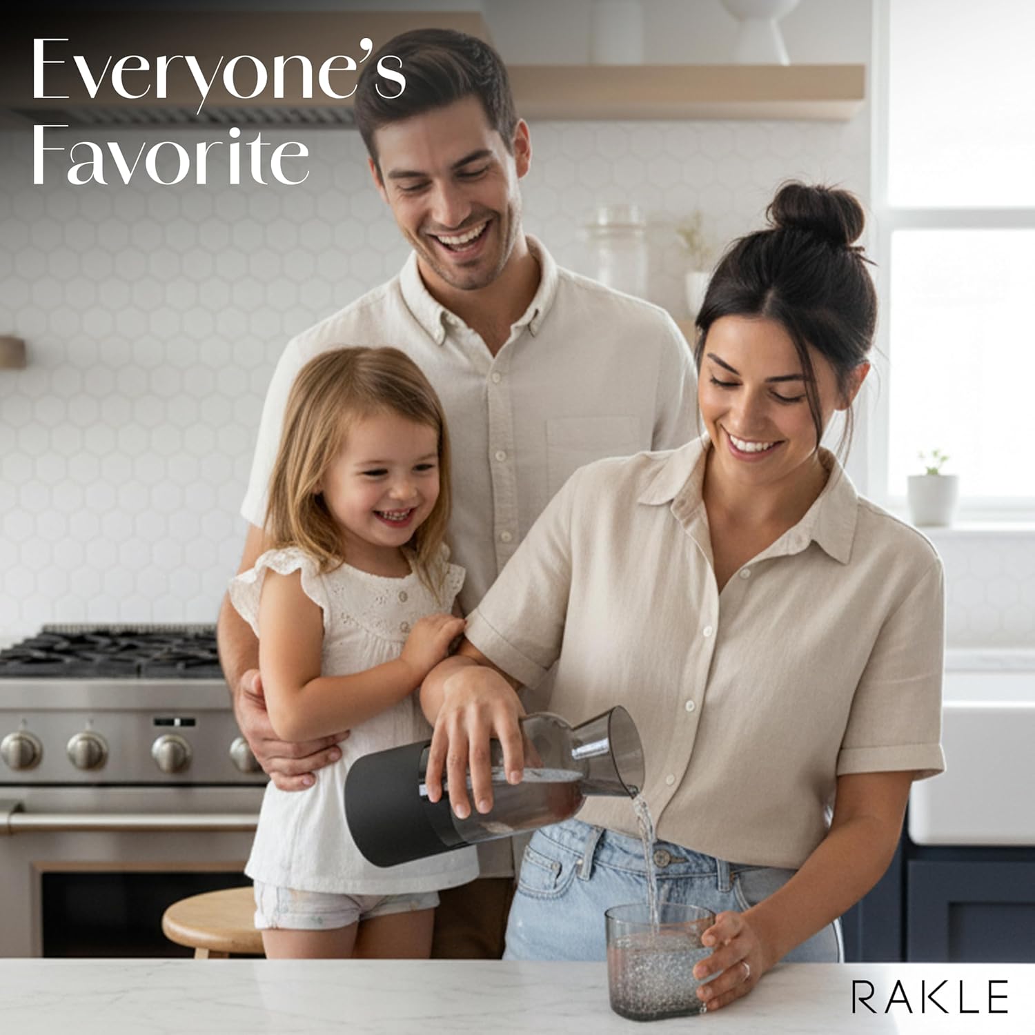 RAKLE Bedside Water Carafe & Glass Cup Set, 700cc 24oz Nightstand Decanter for Bedroom Kitchen Office, Glass Carafe Set for Home, Matte Black