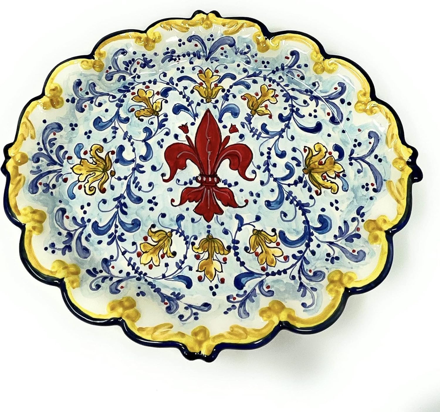 CERAMICHE D'ARTE PARRINI - Italian Ceramic Art Pottery Hand Painted Serving Tray Lily Made in ITALY Tuscan