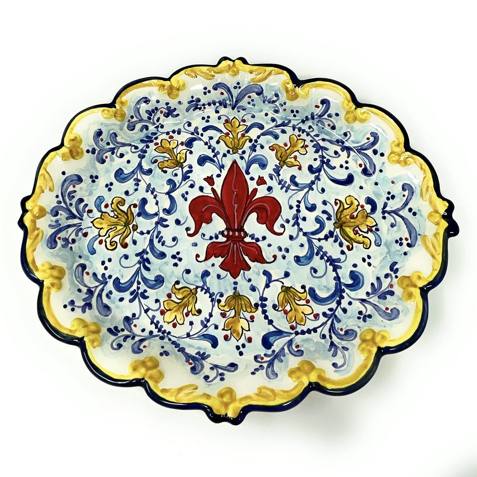 CERAMICHE D'ARTE PARRINI - Italian Ceramic Art Pottery Hand Painted Serving Tray Lily Made in ITALY Tuscan