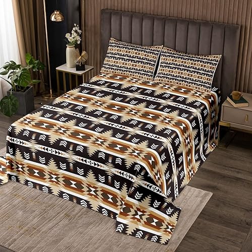 Vista 30 de Erosebridal Ethnic Tribe Feather Coverlet Set Geometric Aztec Bedspread,Western Quilted King African Tribe Arrow Retro Vintage Exotic Geometric