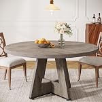 Tribesigns 47 Inch Round Dining Table for 4 People, Farmhouse Small Round Dining Room Table with Stylish Base, Rustic Dinner Table for Home Ktichen, Dining Room, Restaurant (Brown)