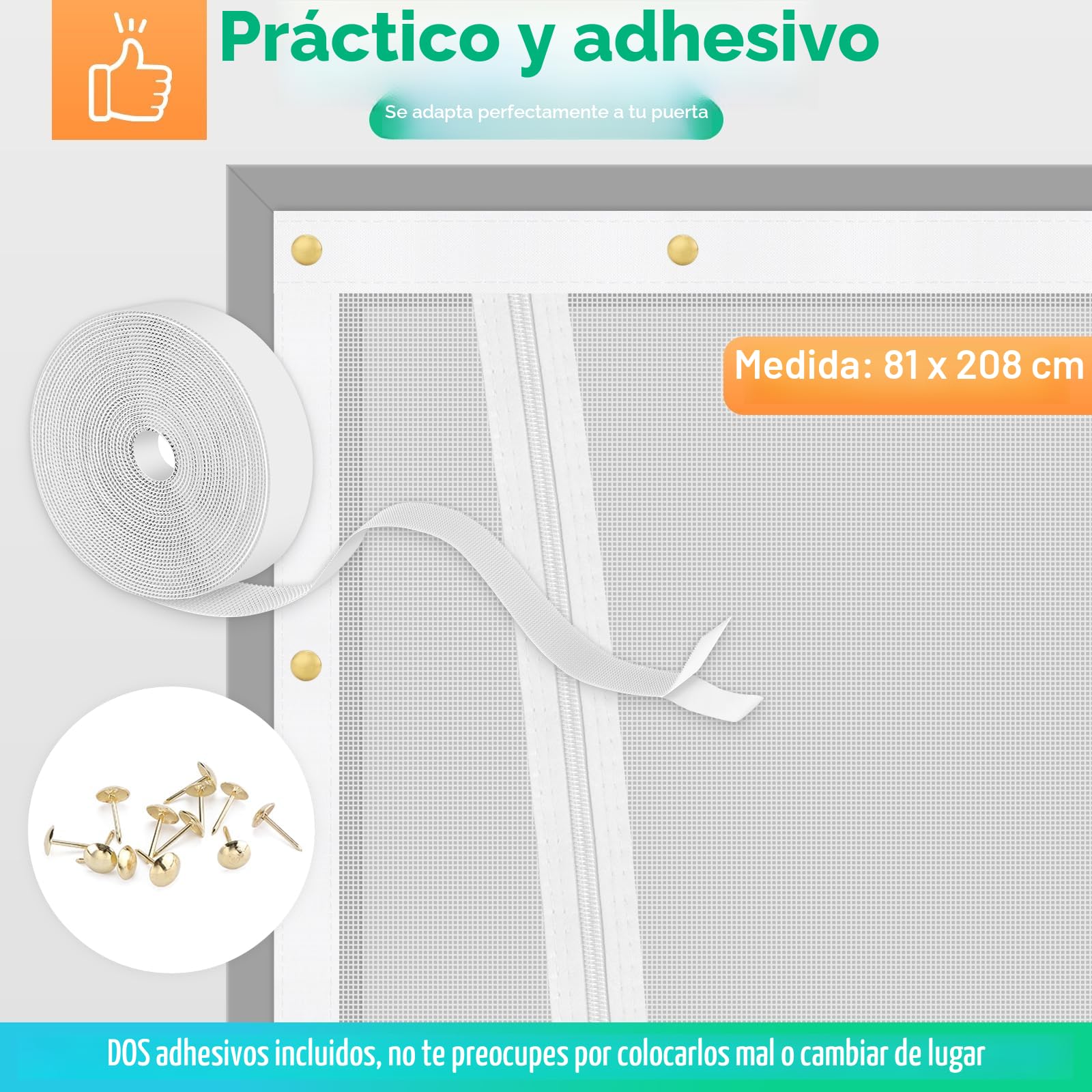 Puerta Mosquitera para Gatos, 81X208cm Puerta de Pantalla de Gato con Cremallera Bilateral, Evita Que los Perros Gatos salgan Corriendo de la casa, Dormitorio, Sala de Estar, Cocina Puerta del Patio