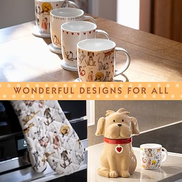 SPOTTED DOG GIFT COMPANY Dog Mugs Set of 2 – 350ml Ceramic China Coffee Mugs & Tea Cups - Funny Cute Dogs Themed | Dog Lover Gifts & Presents for Women, Men & Kids