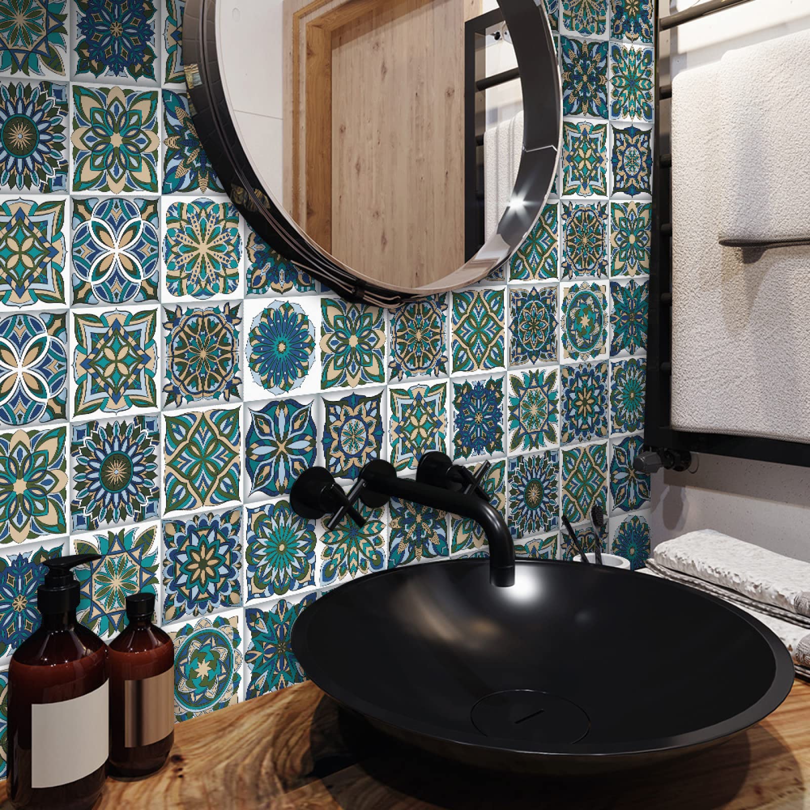 Adesivi Per Piastrelle Fai Da Te 20x20cm – Mattonelle Adesive PVC Impermeabili Con Motivo Stelle Verdi Per Cucina E Bagno
