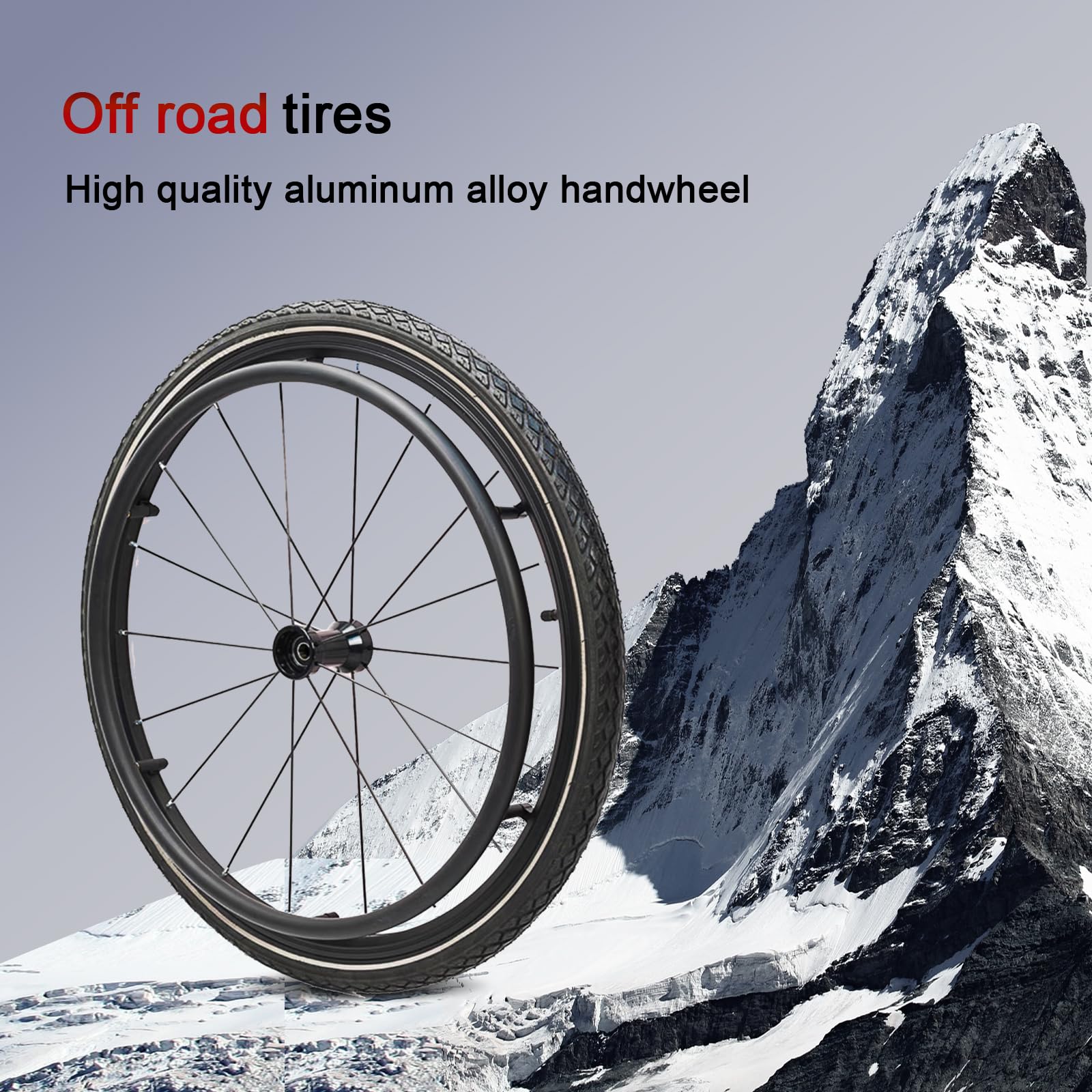Silla de ruedas deportiva plegable ultraligera, silla de ruedas manual todo terreno con frenos de mano, aleación de aluminio autopropulsada, reposapiés ajustable y altura del asiento
